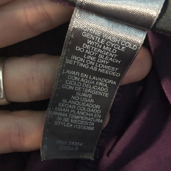 Vtg Y2K BISOU BISOU Dk Plum Stretch Knit Short Sleeve Pleated Front Midi Dress~6 - Picture 10 of 10